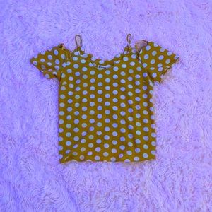 Yellow polka dotted shirt. Size small.